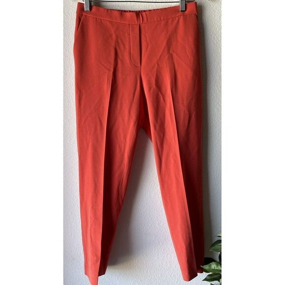 Theory sz 2 Treeca Pull On Modern Crepe 2 Coral  Straight Trouser Pants - Picture 1 of 10